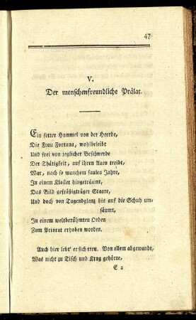 V. Der menschenfreundliche Prälar.