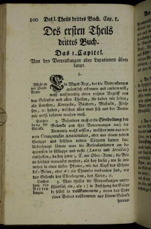 Das 1. Capitel. Von den Verrenkungen oder Luxationen überhaupt.