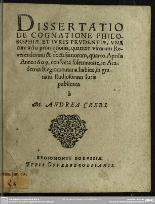 Dissertatio de cognatione philosophiae et juris prudentiae