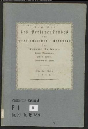 Zivilstandsregister der katholischen Gemeinde Amelunxen, Kreis Höxter (A 1813). (Gemeinde: Katholische Gemeinde Amelunxen, Kreis Höxter)