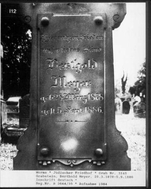 Grabstein von Berthold Meyer (gestorben 1886.09.05)