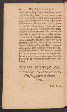 XXIII. Notae Antichristi, Quibus In Sanctis scripturis is describitur.