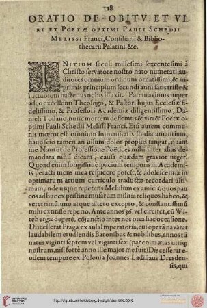 Vir et Poeta Optimus Paulus Schedius, Melissus Francus, [...]