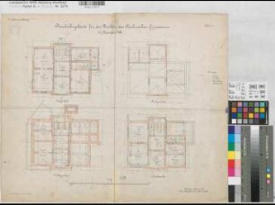Münster (Münster) Gymnasium Paulinum Inventarienzeichnung Direktorenwohnung Blatt 1 Grundrisse mit Leitungsanlagen 1902 (1925) 1 : 100 50 x 60 Lithographie: Bogdan Gisevius, Berlin KSM Nr. 1511,1