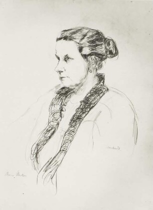 Hassebrauk, Ernst: Meine Mutter (Anna Berthe Marie Hassebrauk). Bleistift; 66 x 50 cm. 1927. (Positivvorlage: SLUB, Nachlass, Hassebrauk, Ernst. Mscr.Dresd.App.2534,513)