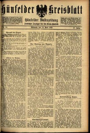 Ausgabe vom Mittwoch, den 19. April 1922.