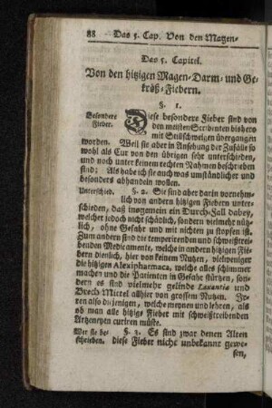 Das 5. Capitel. Von den hitzigen Magen-Darm- und Gekröß-Fiebern.