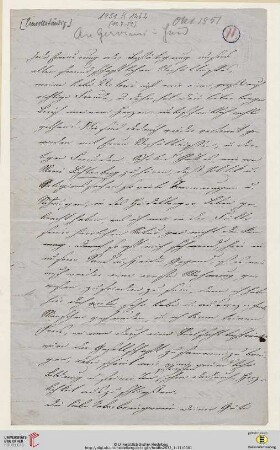 Nachlass Georg Gottfried Gervinus. Korrespondenz Carl und Sophie Oesterley/Georg Gottfried und Viktoria Gervinus: Brief von Sophie Oesterley an Viktoria Gervinus