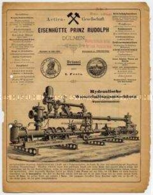 Hydraulische Wasserhaltungsmaschinen, Kugelmühlen, Steinbrech-Maschinen, Hydraulischer Motor, Gruben- Ventilatoren, Unterirdische Wasserhaltungsmaschinen, Horizontale Dampfmaschinen