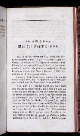 Vierte Abtheilung. Von den Kegelschnitten.