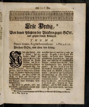 1-17, Erste Predig von denen Pflichten der Voelckern ...