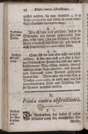 XI. Pilulæ contra obstructiones. - XII. Pilulæ Polychrestæ.