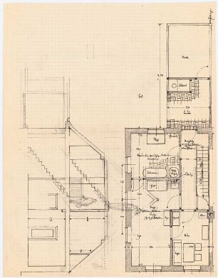 Arbeiterwohnhaus mit Stall: Grundriss und Schnitt