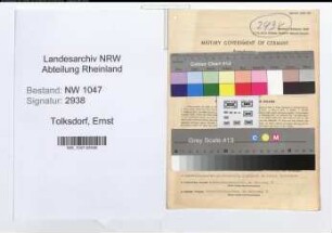 Entnazifizierung Ernst Tolksdorf , geb. 25.04.1896 (Polizeibeamter)