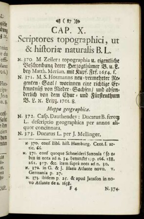 Cap. X. Scriptores topographici, ut & historiæ naturalis B. L.