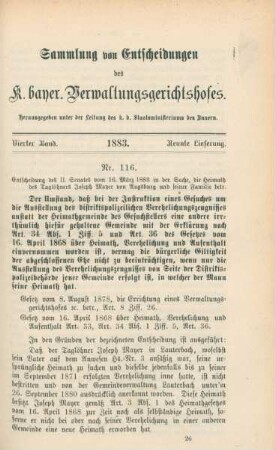 Vierter Band. 1883. Neunte Lieferung. - Nr. 116. - Nr. 126.