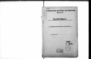 Sachliche Ausstattung und räumliche Unterbringung des Mineralogischen Instituts