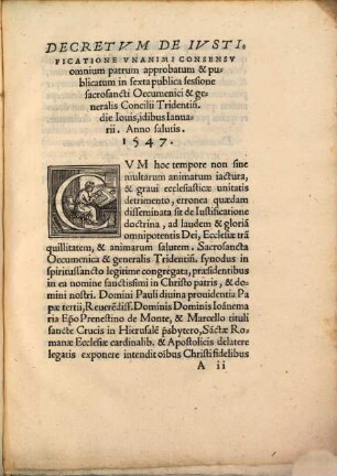 Decretum de justificatione, publicatum in sexta publica sessione Concilii Tridentini à 1547