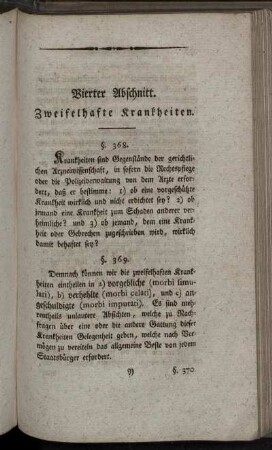 Vierter Abschnitt. Zweifelhafte Krankheiten.