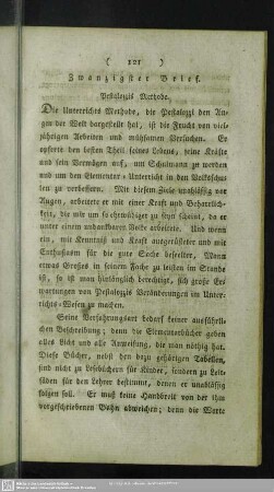 Zwanzigster Brief. Pestalozzis Methode