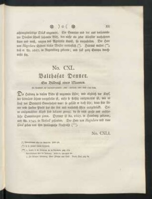 No. CXL. Balthasar Denner. Ein Bildniß eines Mannes