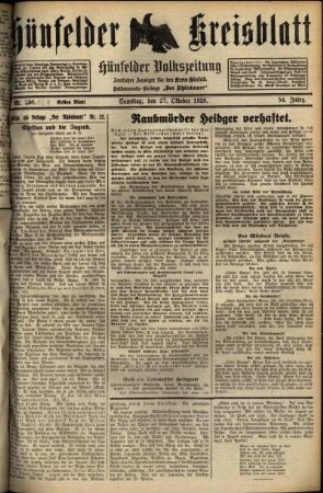 Erste Ausgabe vom Samstag, den 27. Oktober 1928.