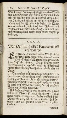 Cap. X. Von Oeffnung oder Paracenthesi des Bauchs.