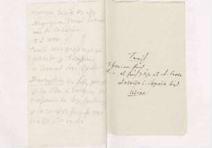 Notiz anlässlich einer Italienreise von Karoline Luises Hand.