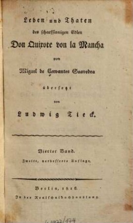 Leben und Thaten des scharfsinnigen Edlen Don Quixote von la Mancha, 4