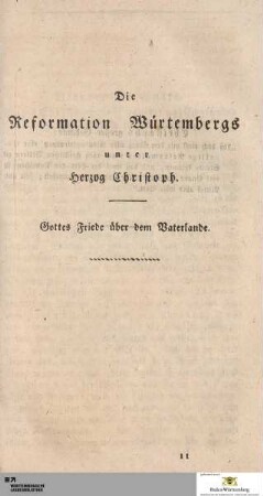 Die Reformation Würtembergs unter Herzog Christoph