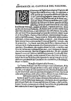 Appendice al Capitolo del Fagiano