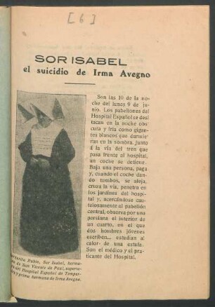 Margarita Rubio, Sor Isabel, hermana de San Vicente de Paul, superiora del Hospital Español de Temperley y prima hermana de Irma Avegno.