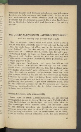 Die journalistischen "Ausdrucksformen"