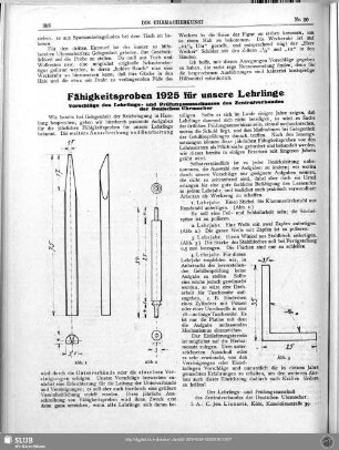 Fähigkeitsproben 1925 für unsere Lehrlinge
