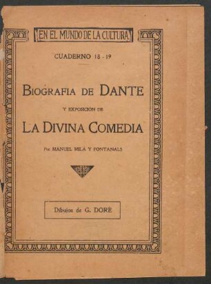 1928001800: Biografía de Dante y exposición de la Divina Comedia
