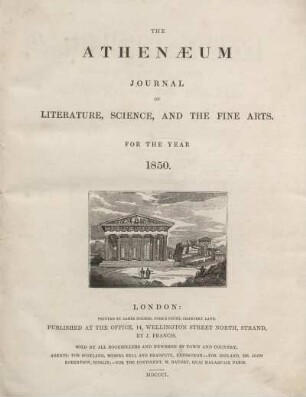 THE ATHENAEUM PART CCLXV. -PART CCLXX.