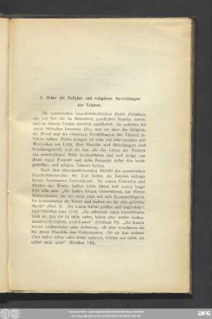 2. Ueber die Religion und religiösen Vorstellungen der Tataren.