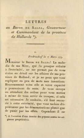 61-64, Lettres au Baron de Salza...