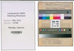Entnazifizierung Heinrich Reintjes , geb. 10.01.1889 (Verw.Direktor)