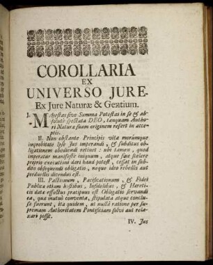 Corollaria ex universo jure.