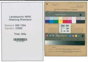 Entnazifizierung Willy Thiel , geb. 11.07.1890 (Glasblaeser)