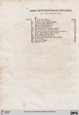 Index monumentorum sepulcral in appendice