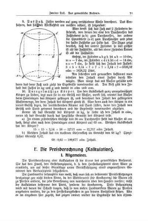 E. Die Preisberechnung (Kalkulation).