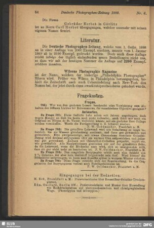 Eingegangen bei der Redaction