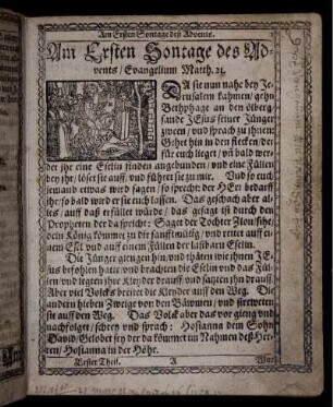 Am Ersten Sontage des Advents/ Evangelium Matth. 21.