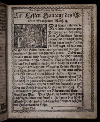 Am Ersten Sontage des Advents/ Evangelium Matth. 21.