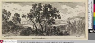 [Landschaft mit See rechts und links im Hintergrund ein Turm]