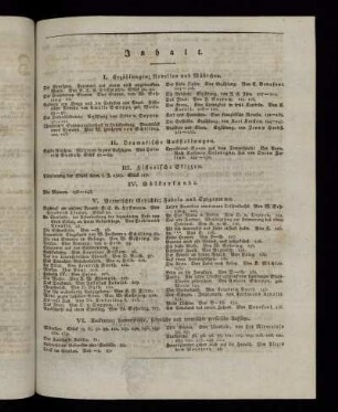 Inhaltsverzeichnis Juli - Dezember 1822