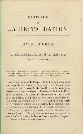 Histoire de la restauration 1814 - 1830