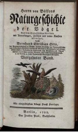 Bd. 14: Herrn von Büffons Naturgeschichte der Vögel. Vierzehnter Band